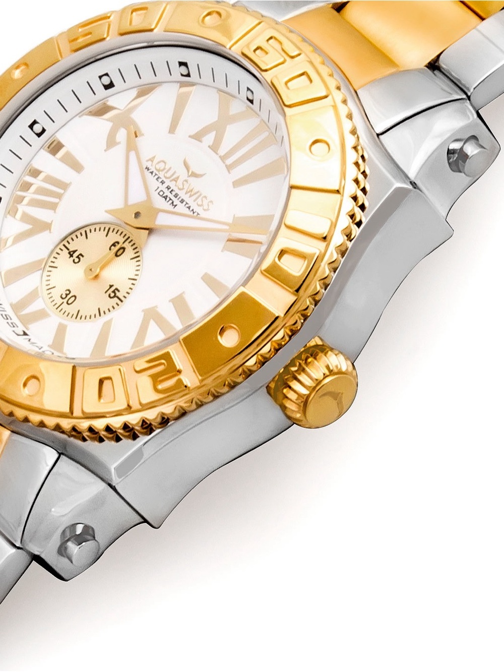 Aquaswiss Two-Tone Gold and Silver Roman Numeral Watch